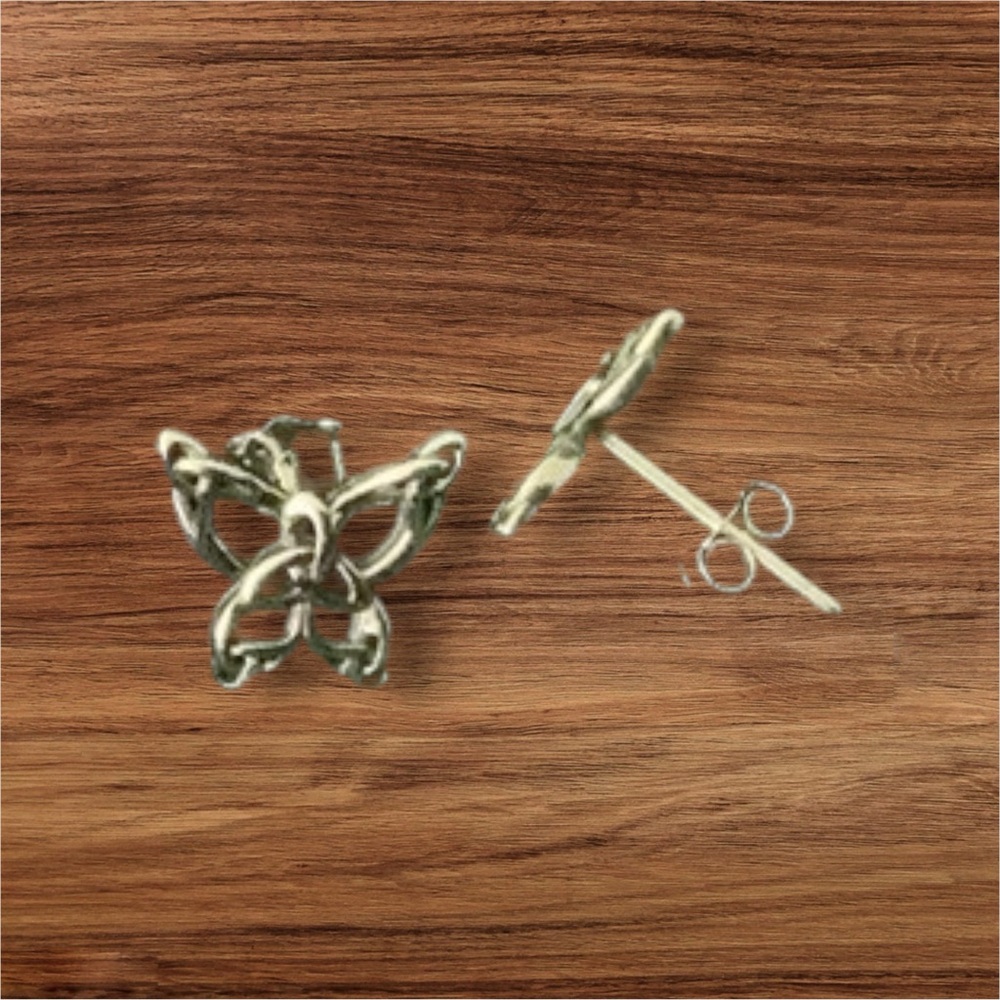 925 Sterling Silver Celtic Butterfly Stud Post Earrings